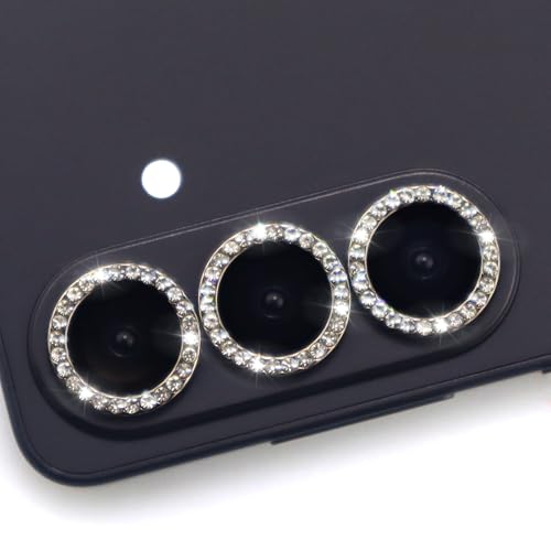 for Samsung Galaxy S26 / S26 Plus Camera Lens Protector, Bling Diamond Metal Ring Tempered Glass Lens Cover, Sparkly Rhinestone Accessories (Black) - color: Black