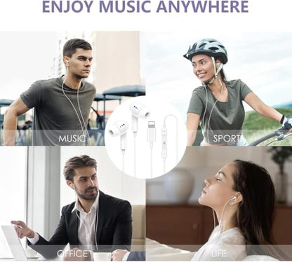 [Apple MFi Certified] Wired Headphones for iPhone 14 13 12,Earbuds with Lightning Connector Built-in Mic & Volume Control HiFi Stereo Nosie Reduction Earphones Compatible with iPhone 13/11/XR/XS/X/8/7 - size: L