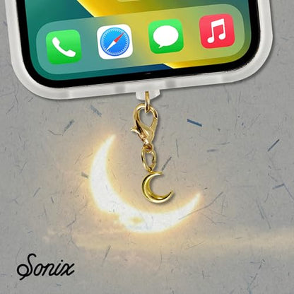 Sonix Dust Plugs - USB C + Lightning Compatible - Charging Port Charms (3 Pack) - Celestial - Sunburst, Teardrop Jewel, Crescent Moon - color: Celestial