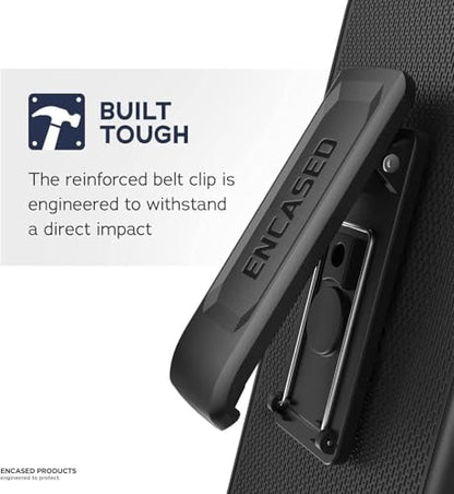 Encased Waterproof Belt Case Designed for Samsung Galaxy S24 Ultra - Full Body Protective Case with Screen Protector Built-in with Holster Clip (Clear/Black) - size: S24 Ultra