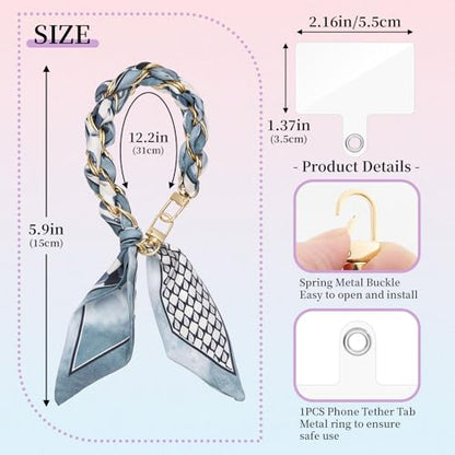ZOOEASS Phone Wrist Lanyard Gold Metal Scarf Phone Charm Strap with Tether Tab Women Phone Chain Accessories for Handbags - color: Style 5