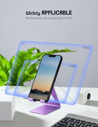 Aoviho Cell Phone Stand for Desk, Aluminum Phone Holder,Purple - color: Purple
