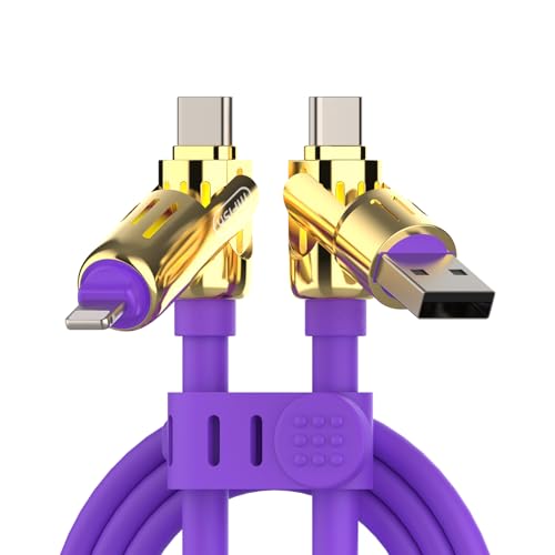 MFish 240W 4-in-1 Fast Charging Cable, Purple Gold, 6.6FT - color: Purple Gold, size: 6.6FT
