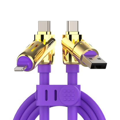 MFish 240W 4-in-1 Fast Charging Cable, Purple Gold, 6.6FT - color: Purple Gold, size: 6.6FT
