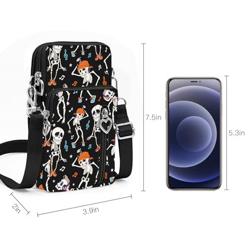 BIAOTIE Lightweight Small Crossbody bags Cell Phone Purses Travel Pouch Shoulder Bag for Women - color: Black-skeleton