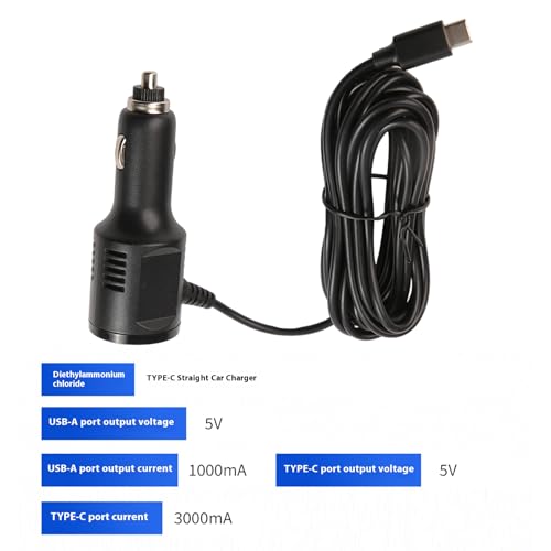 Double USB C Car Charging with Type C Cable for 12V 24V Vehicles Fast Charging Phones Tablets DashCamera
