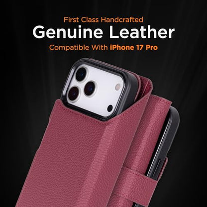 Bayelon iPhone 17 Pro Trifold Wallet Case - RFID & MagSafe Compatible - Burgundy - color: Burgundy, size: iPhone 17 Pro