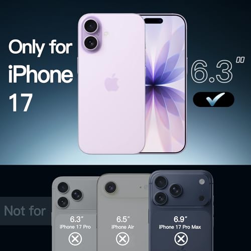 JETech Case for iPhone 17 6.3-Inch, Non-Yellowing Shockproof Phone Bumper Cover, Anti-Scratch Clear Back (Purple) - color: Purple, size: iPhone 17