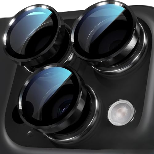 Camera Protector Metal Ring for iPhone 16 Pro/iPhone 16 Pro Max HD Tempered Glass Individual Lens Protective Cover, Black - color: Black