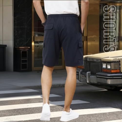 2 Pack Men's 10" Cargo Shorts Quick Dry Stretch Waist Hiking - color: Black+gray, size: X-Large