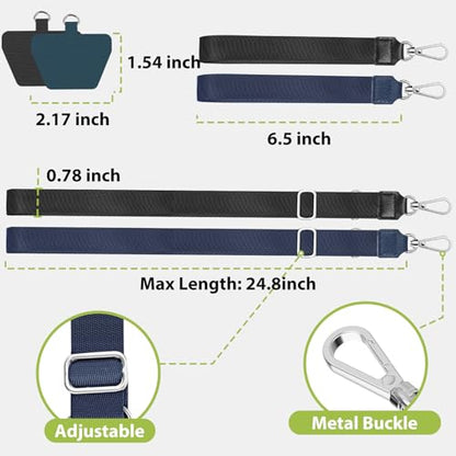 takyu Phone Lanyard, 2 Pack Adjustable Anti-Drop Neck/Wrist Strap with 2 Pcs Tether Patches, Secure Hands-Free Compatible for iPhone Samsung Perfect for Nurses, Teachers, Travel, Hiking Black+DarkBlue - color: Black + Darkblue