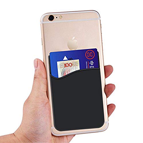 HEKEUOR Silicone Card Keeper Phone Wallet Credit Card ID Card Holder For Iphone, Android and Most Smartphones (1 Black + 1 Navy + 1 Blue)