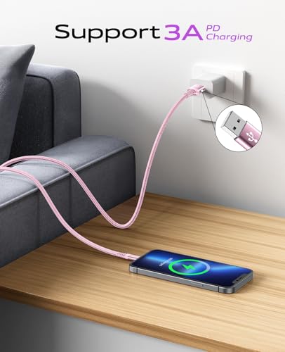 Long USB C Cable [15FT 1Pack], USB to USB C Cable 3A Fast Charging, USBA to - color: Pink, size: 15FT 1Pack, style: USB A to USB C