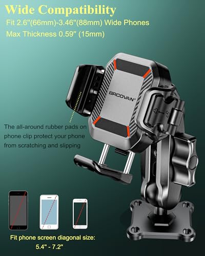 BRCOVAN Anti-Theft Phone Mount Holder with Vibration Dampener, 1s Locking