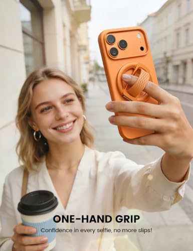 Lamicall Cosmic Orange Silicone Finger Loop Magnetic Phone Grip for MagSafe - color: Cosmic Orange - Zinc Alloy - Silicone Grip