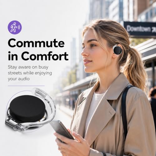 Micool On Ear Bluetooth Headphones, Open-Ear Headphones Wireless with 4-Mic ENC for Crystal Clear Calls, 52H Total Battery, Dual Device, Sport Clip On Headset for Running & Travel (Pure Black)