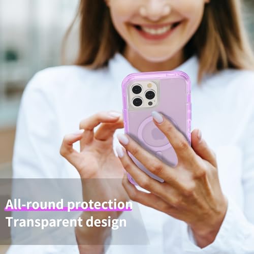 Follaroma Magnetic for iPhone 12/iPhone 12 Pro Case,Heavy Duty Cases,Purple | Compatible with MagSafe, Heavy Duty Shock proof Protection, Military-Grade Anti-Drop, Dual Layer Transparent Protective Cover - color: Purple, size: iPhone 12/iPhone 12 Pro 6.1'