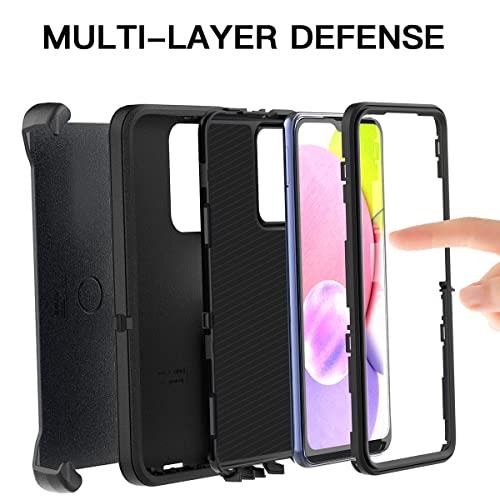 AICase for Galaxy A03S Case,Heavy Duty Drop Protection Full Body Rugged Shockproof/Dust Proof Military Protective Tough Durable Phone Cover for Samsung Galaxy A03S(US Version) - color: Black with Belt Clip