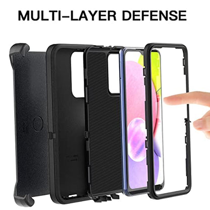 AICase for Galaxy A03S Case,Heavy Duty Drop Protection Full Body Rugged Shockproof/Dust Proof Military Protective Tough Durable Phone Cover for Samsung Galaxy A03S(US Version) - color: Black with Belt Clip