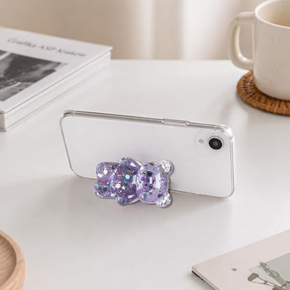 Lilac 3D Cute Bear Phone Grip, 1 Pc, Dual-use Design