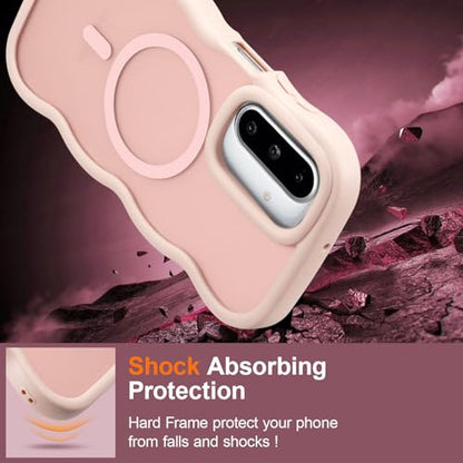 UEEBAI Magnetic for Samsung Galaxy A26 5G Case, Compatible with MagSafe, Transparent Clear Wave Frame Design Soft Edge Cover Matte Shockproof Phone Case- Pink - color: Pink, size: Samsung Galaxy A26 5G
