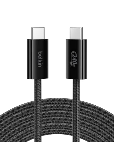 Belkin USB C to USB C 240W Braided Cable 9.9ft Fast iPhone Charger Cord - color: Black, style: 9.9 ft
