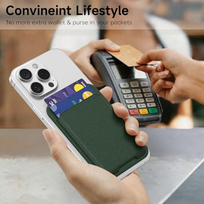 oakxco Phone Wallet Stick On, Slim Thin Adhesive ID Credit Card Holder Wallet Pocket Back of Phone Case, Hard Shell Plastic Sleeve Sticky Card Wallets Pouch for iPhone Samsung Pixel, Dark Green - color: Dark Green