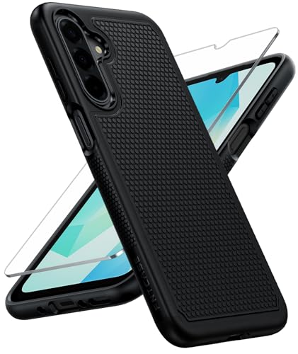 FNTCASE for Galaxy A17/A16 5G Phone Case: Dual Layer Samsung A17 5G Cover | Non Slip Matte Textured Protective Cases With Screen Protector, Military Grade Shockproof Drop Protection, Daily Use, Black - color: Black, size: For Galaxy A17/A16