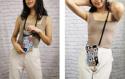 Tainada Neoprene Neck Cell Phone Pouch w/Crossbody Strap (Cat Paw Pattern) | For cat lovers; Small water-resistant shockproof lightweight cellphone sleeve bag w/adjustable lanyard; Fits most smartphones - color: Cat Paw Pattern
