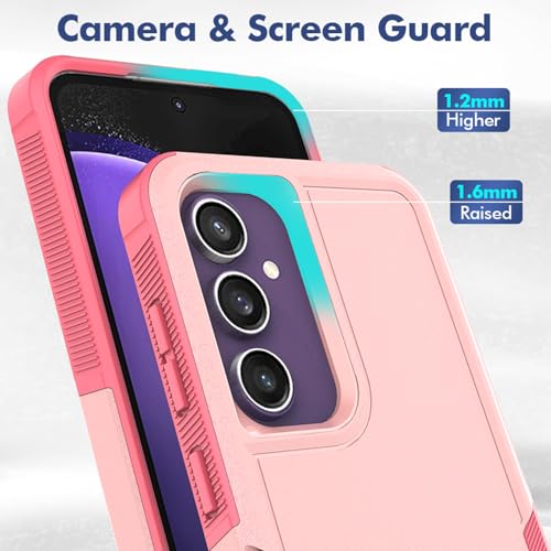 Dionsibei Designed for Samsung Galaxy A52 5G Case 2 in 1 Military Grade Drop Heavy Duty Rugged Shockproof Protective Cover Case for Galaxy A52 5G Phone Case (Pink) - color: Pink