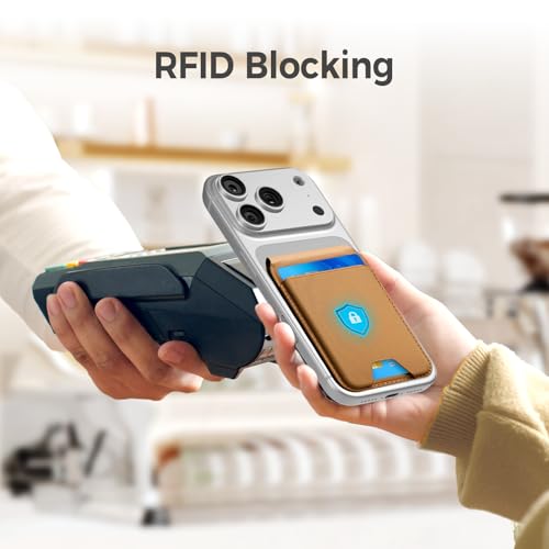 for MagSafe Wallet，Leather Magnetic Wallet for Phone with Adjustable Stand，5 Magnetic Credit Card Holder RFID Blocking for iPhone 17 16 15 14 13 12 Pro Max Air Series Cases(Slim-Brown) - color: Slim-Brown