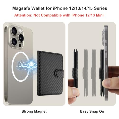 Bocasal for MagSafe Card Wallet for iPhone, Carbon Fiber Black - color: Carbon Fiber Black