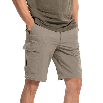 Mens Cargo Pants Convertible Zip-Off Waterproof Work Pants Lightweight with Multi Pockets Stretch Tactical Hiking Pant - color: 11#camel, size: 3X-Large