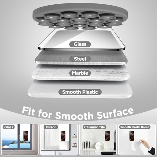 Magnetic Suction Cup Phone Mount with MagSafe, Silicone Hands-Free Grip Holder for iPhone Case and Android, Mirror Shower Phone Stand for Makeup FaceTime Gym Kitchen Bathroom, Gray - color: Gray