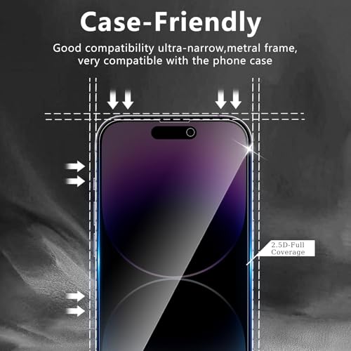 3+3 Pack Privacy Screen Protector Designed for iPhone 14 Pro With 3 Pack Camera Lens Protector,Full Coverage Anti-Spy Tempered Glass Film,9H Hardness,Bubble Free,Easy to Install - color: iPhone 14 Pro FK33
