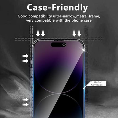 3+3 Pack Privacy Screen Protector Designed for iPhone 14 Pro With 3 Pack Camera Lens Protector,Full Coverage Anti-Spy Tempered Glass Film,9H Hardness,Bubble Free,Easy to Install - color: iPhone 14 Pro FK33
