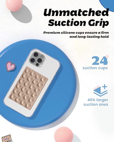 amBand Magnetic Suction Phone Mount Trendy Stocking Stuffers for Men Women Dad Mom Adults, Removable Brown Octo Cup Buddy Sticky Holder for Hands-Free Selfie/Video, Milk Tea - color: Milk Tea
