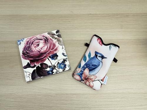 Tainada Neoprene Neck Cell Phone Pouch w/Crossbody Strap (Birds & Flowers) - color: Birds & Flowers