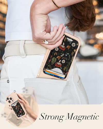 Shorogyt Compatible with Magsafe Wallet for Women, Black Mushroom - color: Black Mushroom