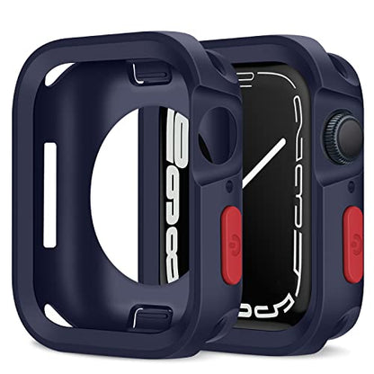 Amizee Rugged Case Compatible with Apple Watch Case Series 9/8/7 41mm SE 3/2/1 Series 6/5/4 40mm, Soft TPU Shockproof Bumper Drop Proof Protective Cover Compatible with iWatch - Blue - color: Blue, size: 40mm/41mm