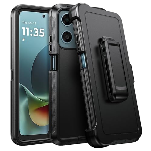 DUEDUE for Motorola G 5G 2026 Case, Moto G Play 2026 Case with Belt Clip Holster Shockproof 3-Layer Heavy Duty Kickstand Cover Protective Rugged Phone Case for Moto G 5G 2026/G Play 2026, Black - size: for Motorola G 5G 2026/Motorola G Play 2026