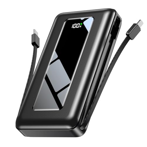 50000mAh Portable Charger Power Bank, Fast Charging with Built in Cables