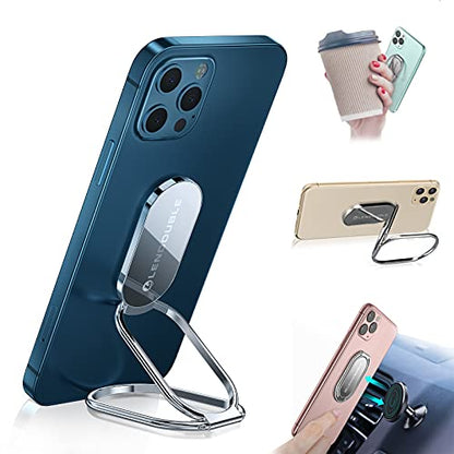 Phone Ring Holder Finger Kickstand, Foldable Cell Phone Stand, Silver - color: Adhesive- Silver