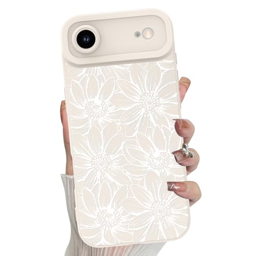 MZELQ for iPhone Air Case 2025 Sunflowers Floral Pattern -White | Silicone Flowers Cute, Camera Protection Slim Soft Phone Cover for Girls Women - color: White-Sunflower, size: iPhone Air