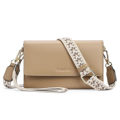 Small Crossbody Bags for Women RFID Vegan Leather Wristlet Phone Mini Purse Shoulder Handbag Wallet Travel Purse - color: Khaki