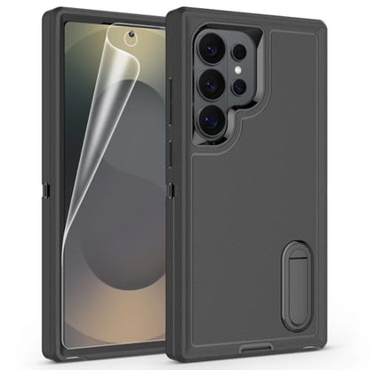 for Samsung Galaxy S26 Ultra Case, Heavy Duty Shockproof Phone Case with Built-in Kickstand + Screen Protector [Black/Black] - size: for Galaxy S26 Ultra