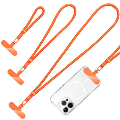 360° Rotatable Adjustable Phone Lanyard 3-Piece Set - Wrist/Neck/Crossbody Strap with Tether Tabs, Universal for Phones - color: Orange