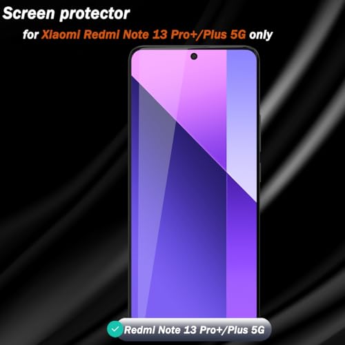 1 Pack Privacy Screen Protector for Xiaomi Redmi Note 13 Pro+/Plus 5G with 2 Pack Camera Lens Protector, 9H Hardness, Anti Spy Tempered Glass, Black Protector for Redmi Note 13 Pro+/Plus 5G - size: for Redmi Note 13 Pro+/Plus 5G