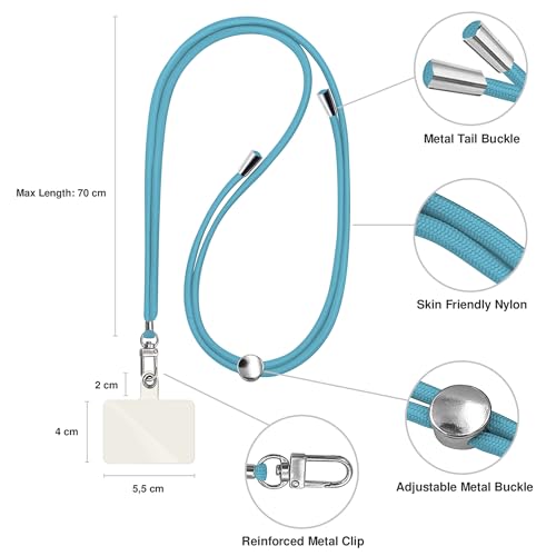 TBOC 2X Cell Phone Lanyard [Turquoise] - Comfortable Universal Smartphone Lanyard - Easy to Use Neck Phone Holder [White Ice Patch] - Adjustable Length Phone Strap Crossbody - Fits All Mobile Phones - color: Turquoise
