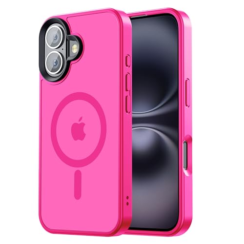 Tigowos Magnetic for iPhone 16 Case Fits MagSafe 16FT Drop Resistant Matte Skin Feeling Back Cover Shockproof Slim Fit for iPhone 16 Phone Case 6.1 inch, Hot Pink - color: Hot Pink, size: iPhone 16-6.1 inch
